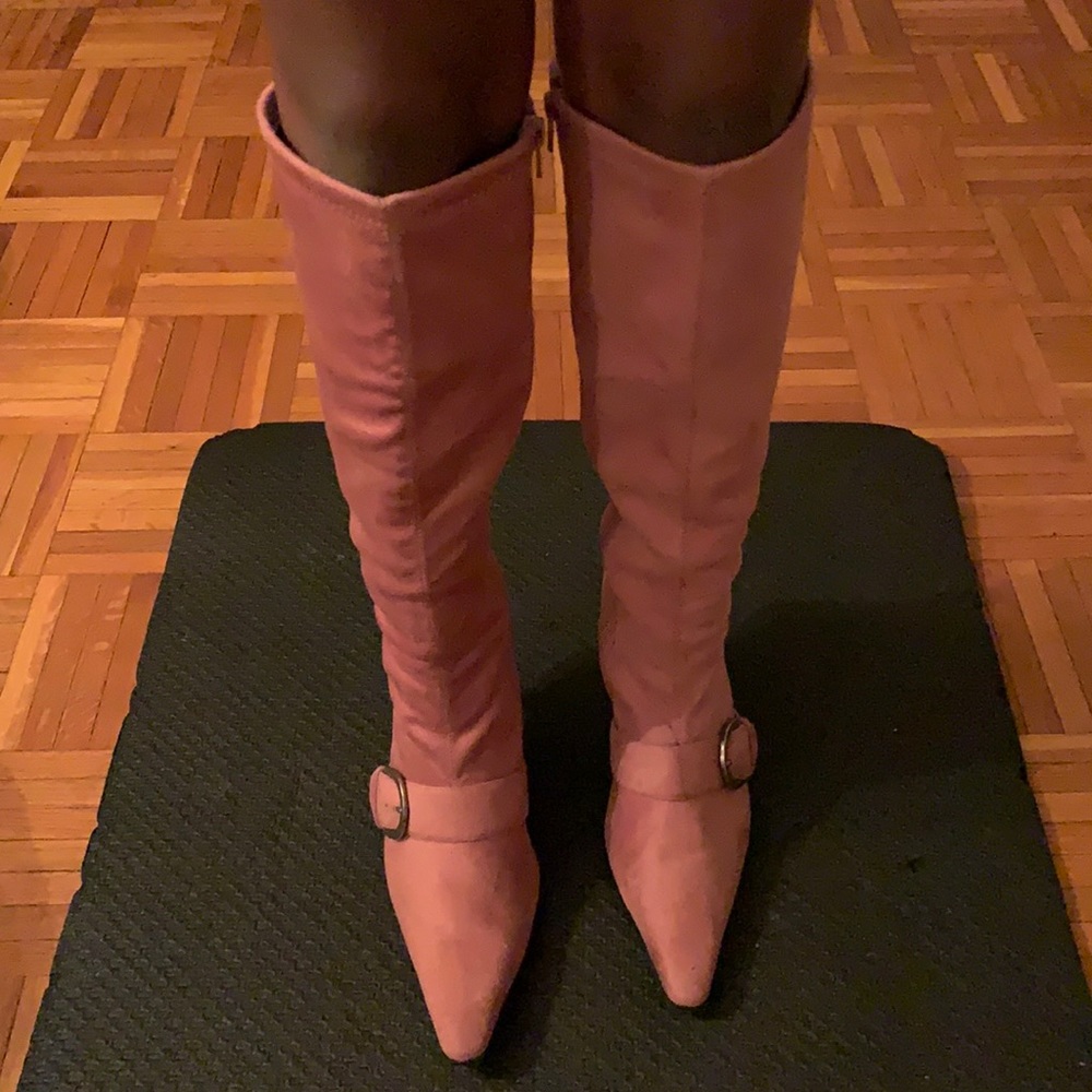 Pink suede boots